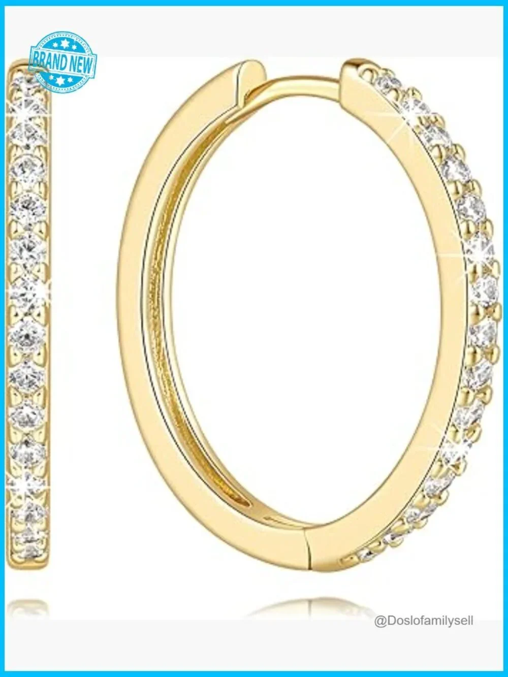 14K Gold Hoop Earrings with Cubic Zirconia Elegant Stackable Sizes 12-25mm